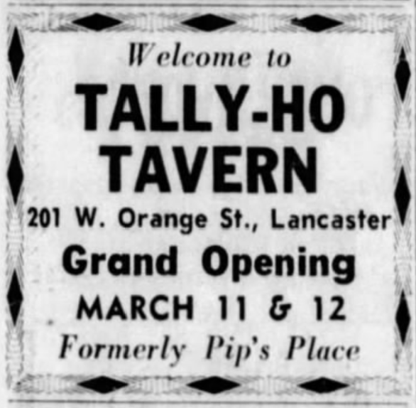 Tally Ho opening ad, 1966